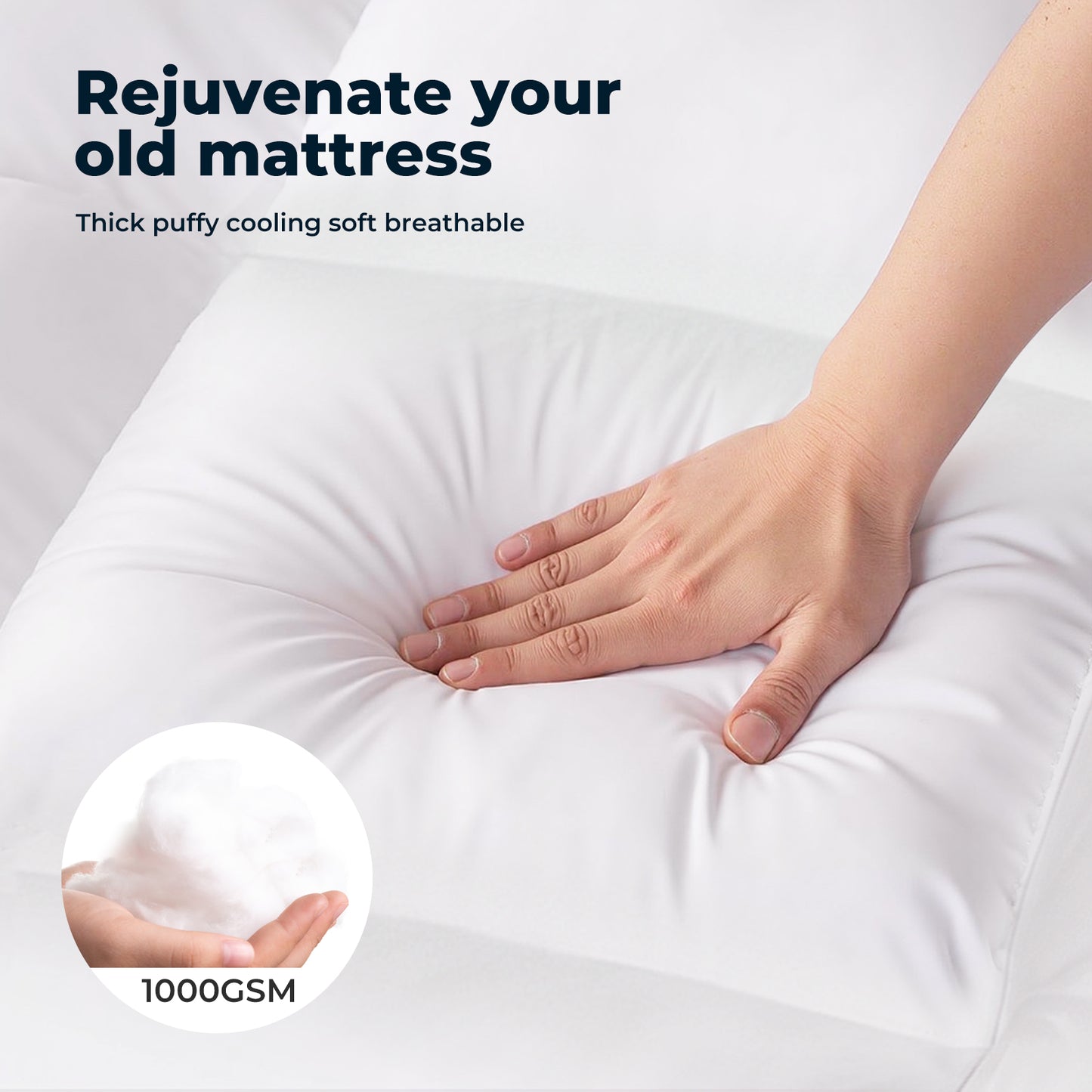 Lavio Mattress Topper Single 10CM Deep Washable Thick Soft Microfibre with Strap