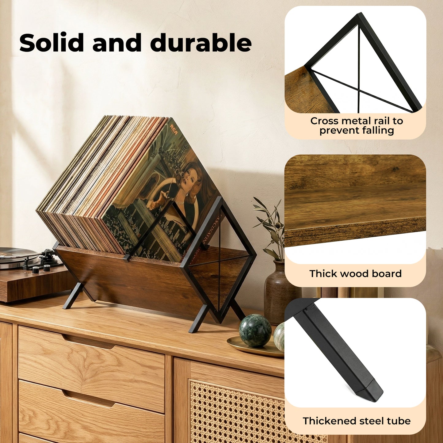 Levede Vinyl Record Storage Rack LP Collection Organiser Album Holder Stand