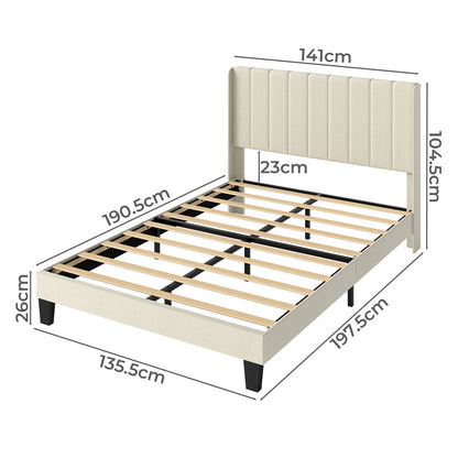 Levede Metal Wooden Bed Frame Double Panel Plush Upholstered Mattress Platform