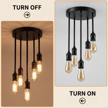 Emitto Ceiling Lights 5 Lights Flush Fitting Pendant Lamp E27 Base Black