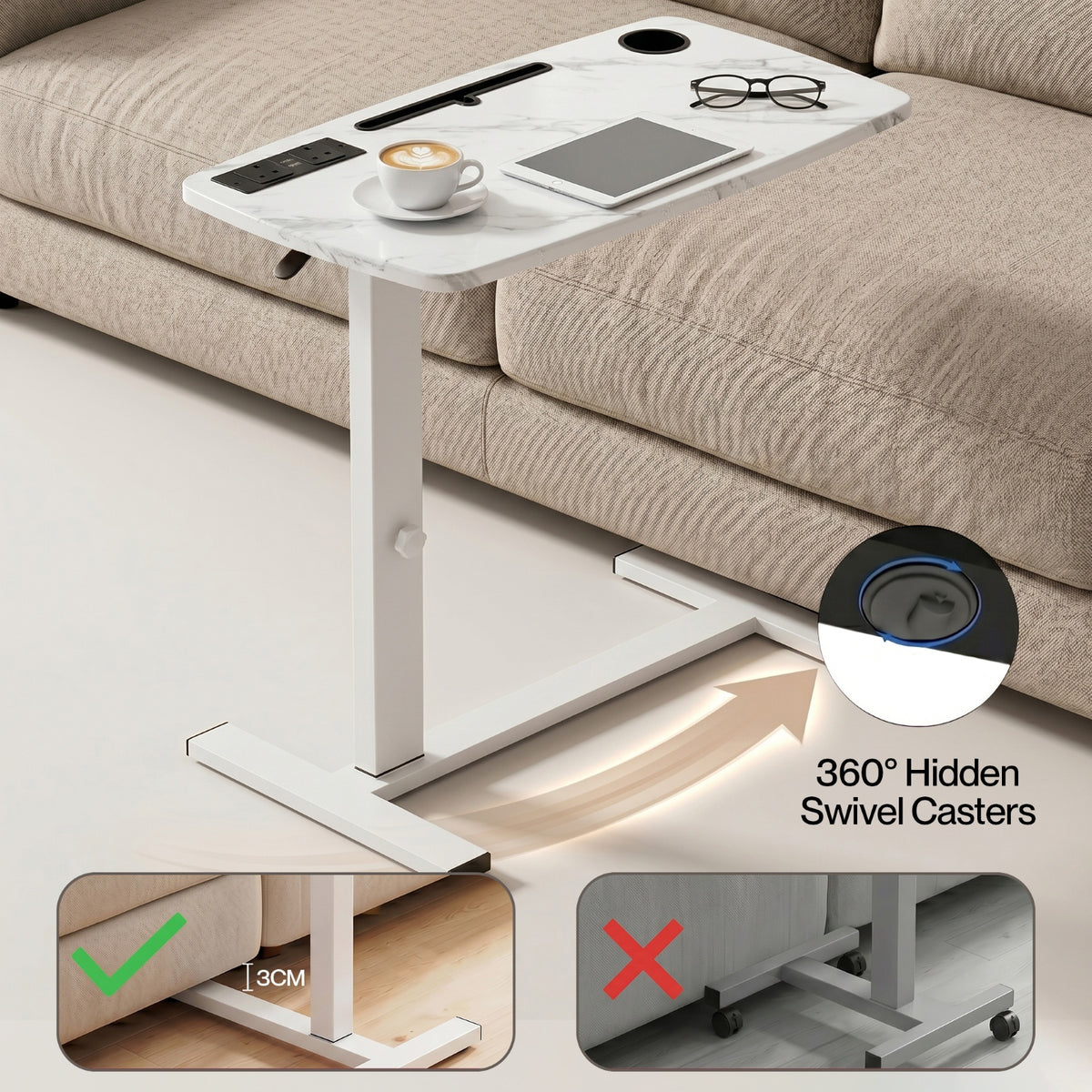 Levede Mobile Standing Desk Height Adjustable Sit Stand Over Bed Laptop Table