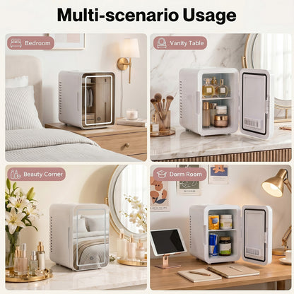 Spector Mini Fridge 5L Portable Small Cooler Warmer LED Makeup Mirror Car Home