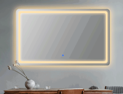 Emitto LED Wall Mirror Anti-fog Bathroom Mirrors Makeup Light 100x70cm