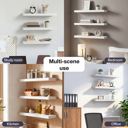 Levede Floating Shelf Wall Storage Screw Mounted Rustic Home Decor 3 PCS White