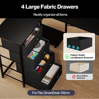 Levede Computer Desk L Shaped Corner Office Table Home Storage Shelves Drawers