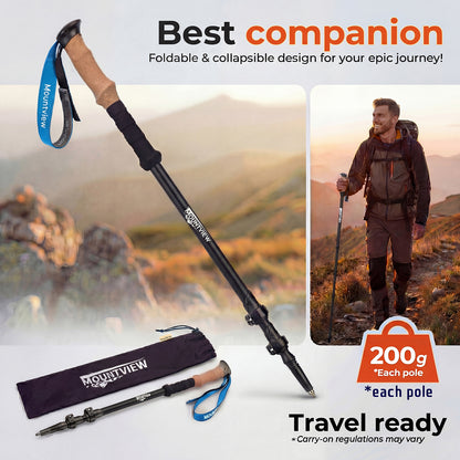 Mountview Trekking Poles Carbon Fibe Lightweight Hiking Sticks 2PC Black