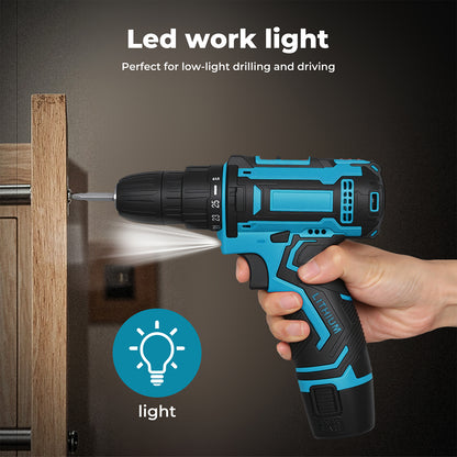 Traderight Cordless Drill Combi Driver Electric Screwdriver Set 2.0Ah Battery