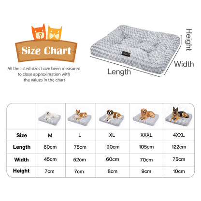 SKYLOS Large Dog Bed Plush Soft Rose Velvet Non-Slip Pet Crate Keneel Mat 4XL