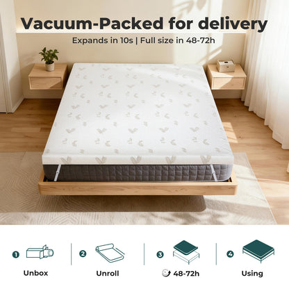Lavio Mattress Topper Memory Foam Super King Dual Layer Pressure Relief Washable
