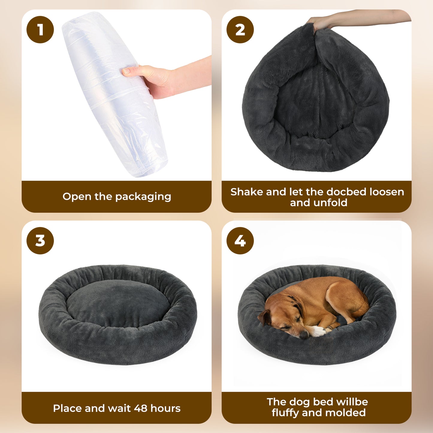 Skylos Dog Bed Donut Soft Large Plush Cat Calming Beds Pet Anti Anxiety Washable