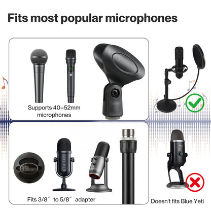 Levede Desktop Microphone Stand Adjustable Mic Clip Desk Pop Filter Shock Mount