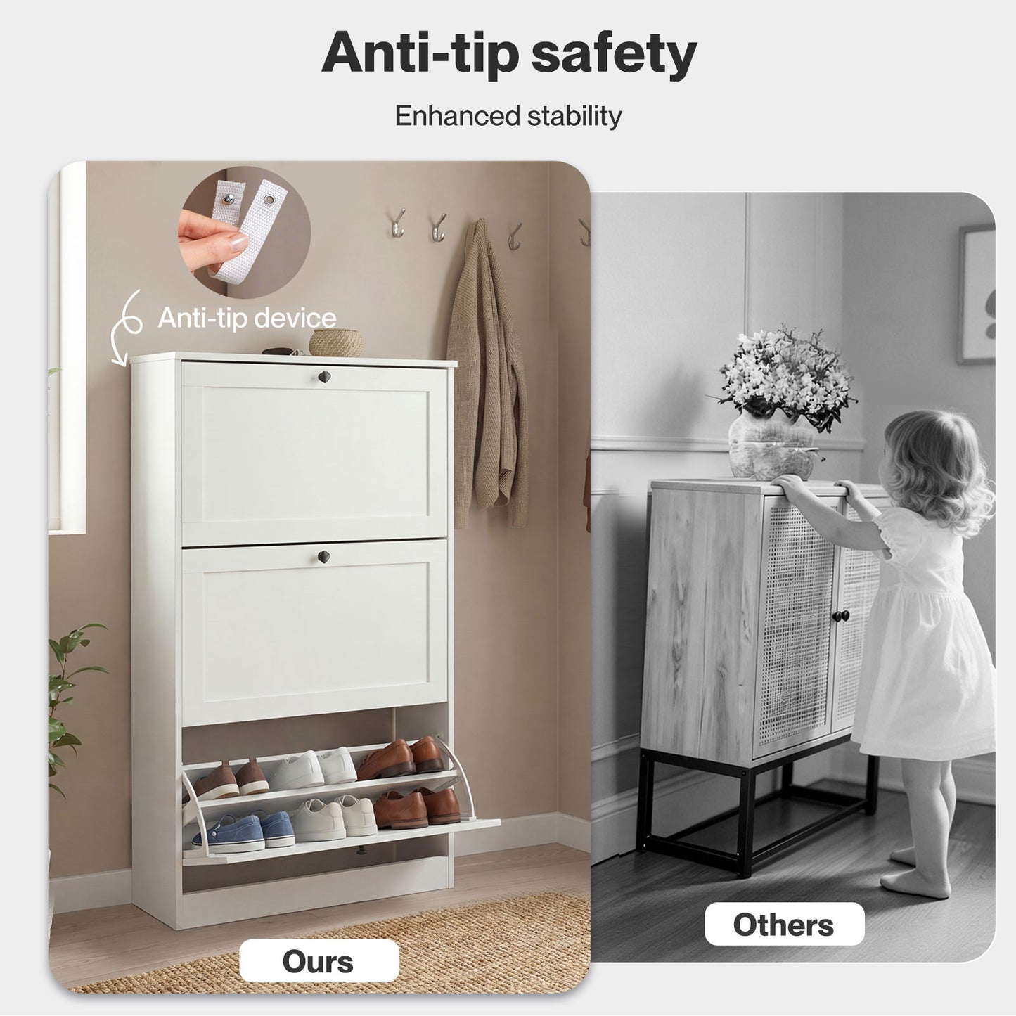 Levede Tall Shoe Cabinet Flip Shoe Storage Unit Slim Hallway Organiser