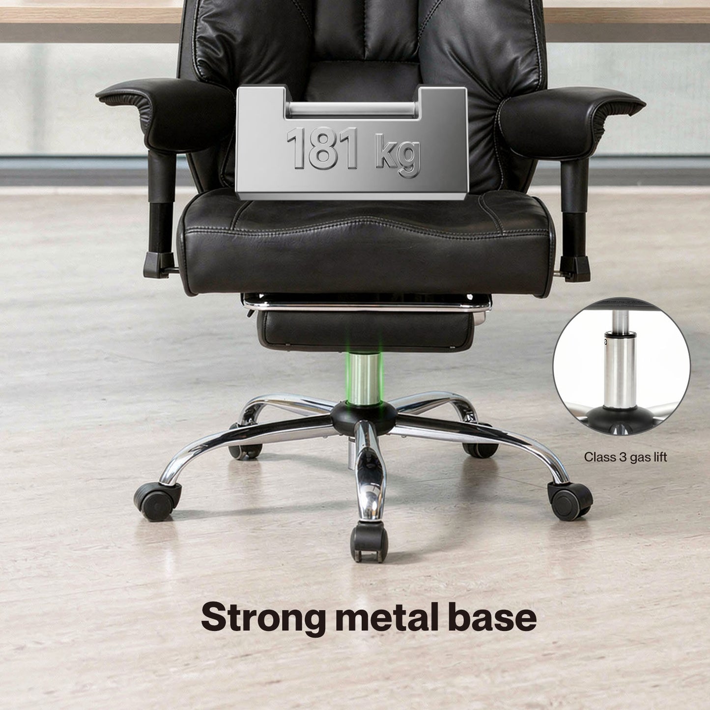 Levede Office Chair Big Tall High Back Heavy Duty PU Recliner Executive Chair
