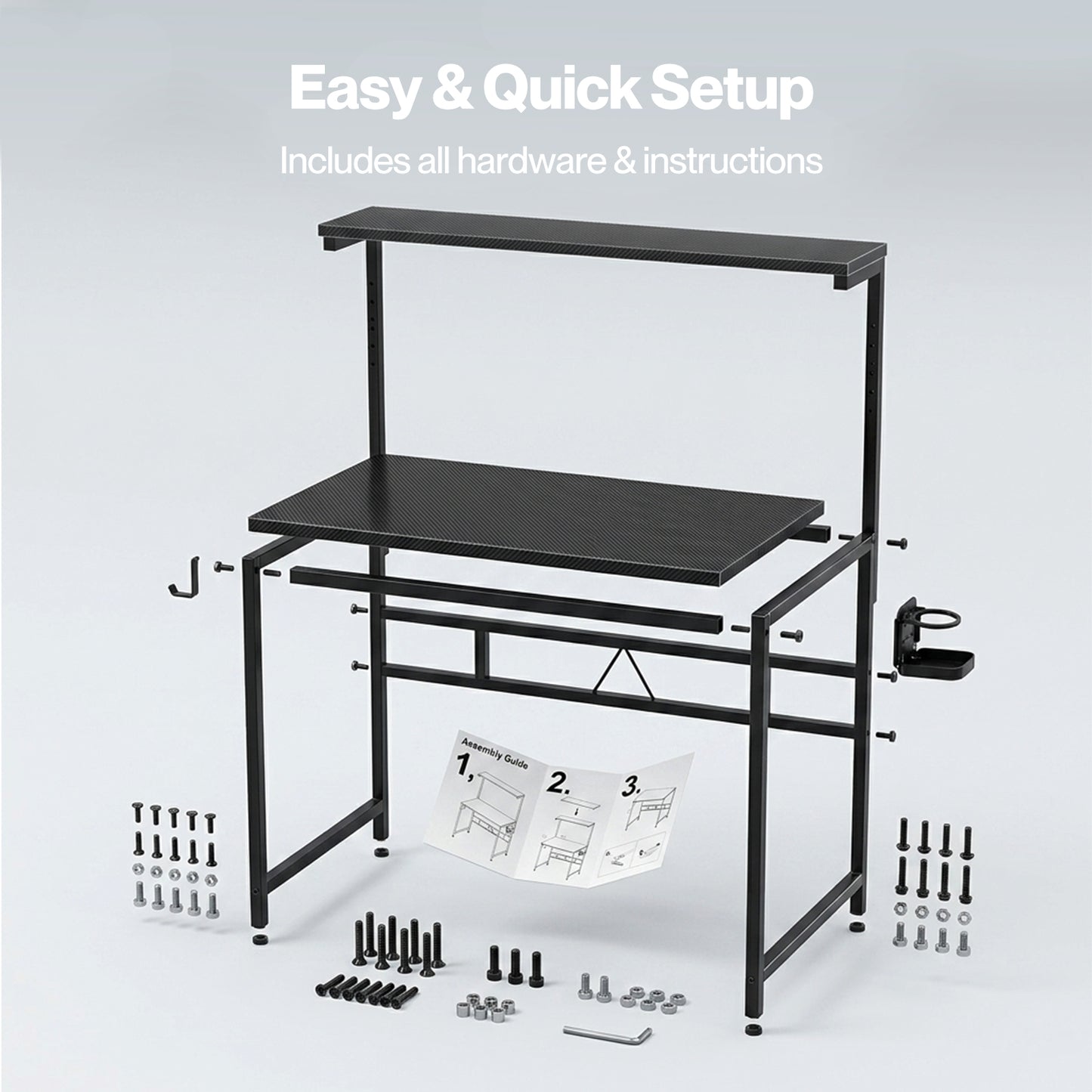Levede Compact Gaming Desk PC Computer Table with Adjustable Monitor Shelf 80cm