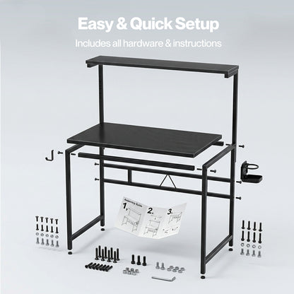 Levede Compact Gaming Desk PC Computer Table with Adjustable Monitor Shelf 80cm