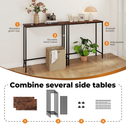 Narrow Console Table Slim Entryway Hallway Sofa Table Display Shelf Wood Steel