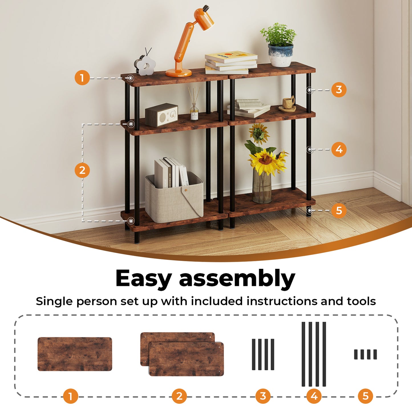 Levede Slim Side Table 3 Tier Narrow Sofa End Table Bedside Storage Stand