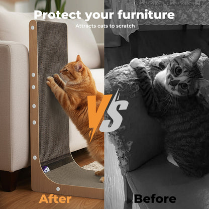Skylos 68cm High L Shaped Cat Scratching Board with Ball Toy Wall Furniture