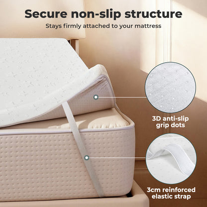 Lavio Double Mattress Topper 5cm Memory Foam Bamboo Charcoal Washable Non Slip