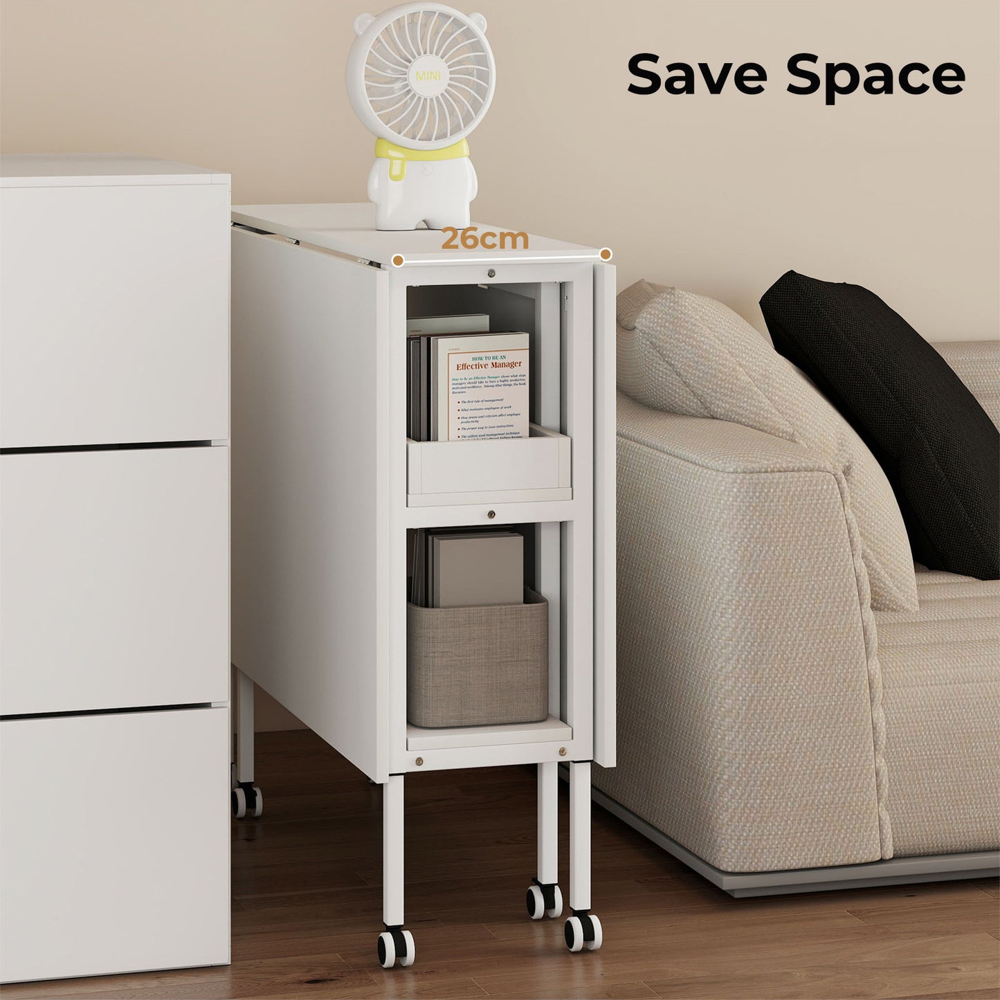 Levede Folding Sewing Table Craft Desk with Storage Lockable Wheels Adjustable