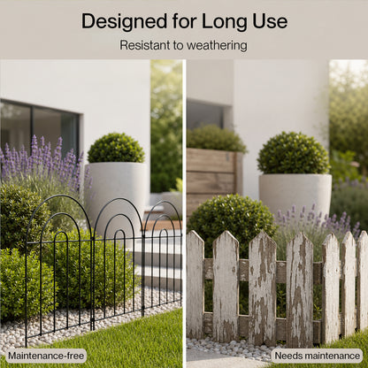 Mountview Garden Fence 10pc Metal Dog Fence Picket Fence Black Steel