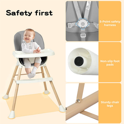 Dekko Adjustable 6-In-1 Baby Highchair Infant Feeding Seat Toddler Table Chair
