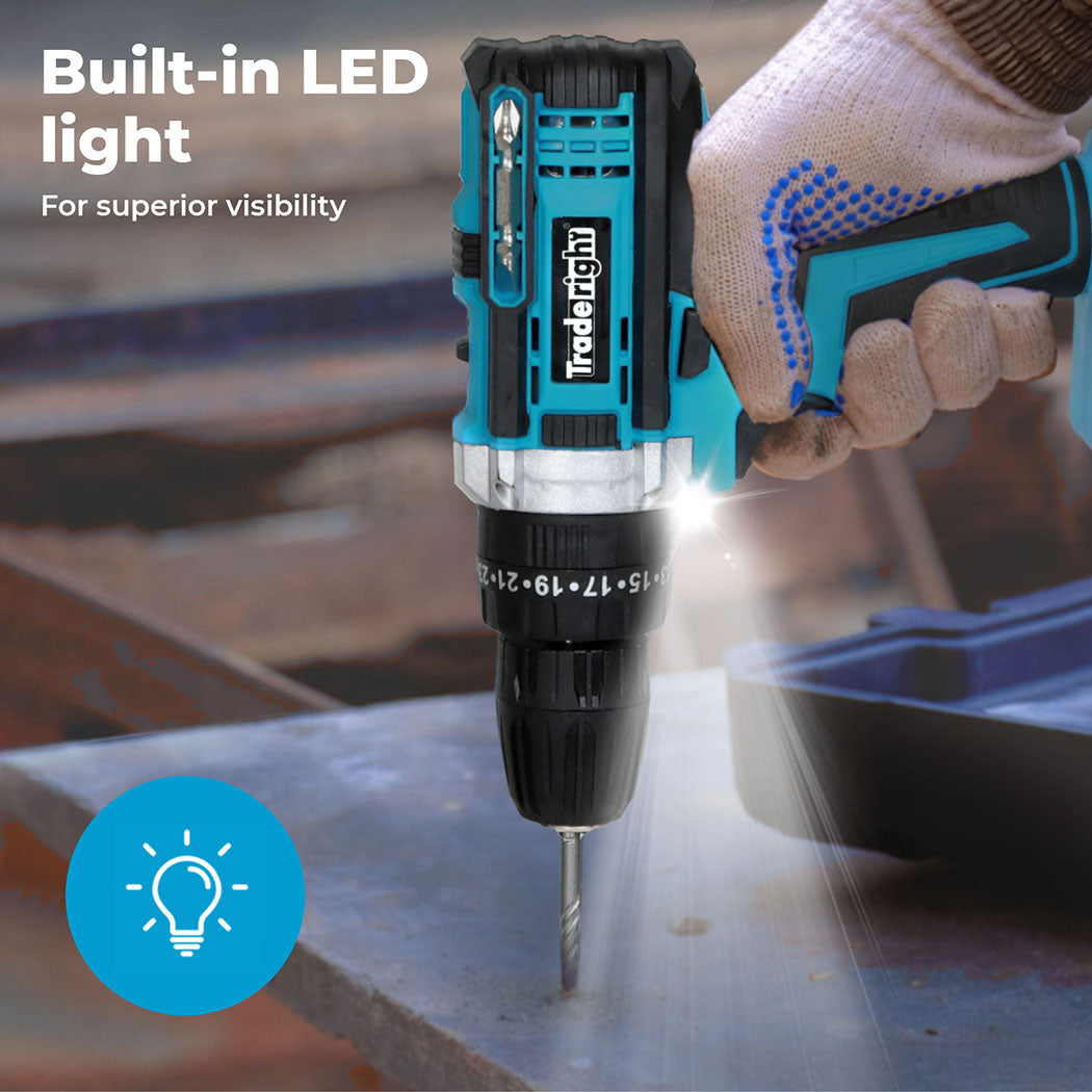 Traderight 2 Battery 21V Cordless Drill Combi Driver Electric Screwdriver Set