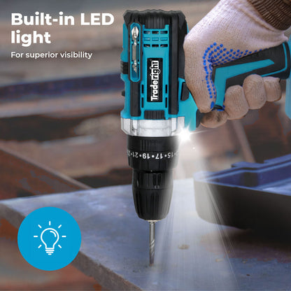 Traderight 2 Battery 21V Cordless Drill Combi Driver Electric Screwdriver Set