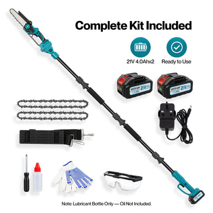 Traderight Mini Chainsaw Pole Saw Brushless 700W 2.49m Adjustable Head Blue