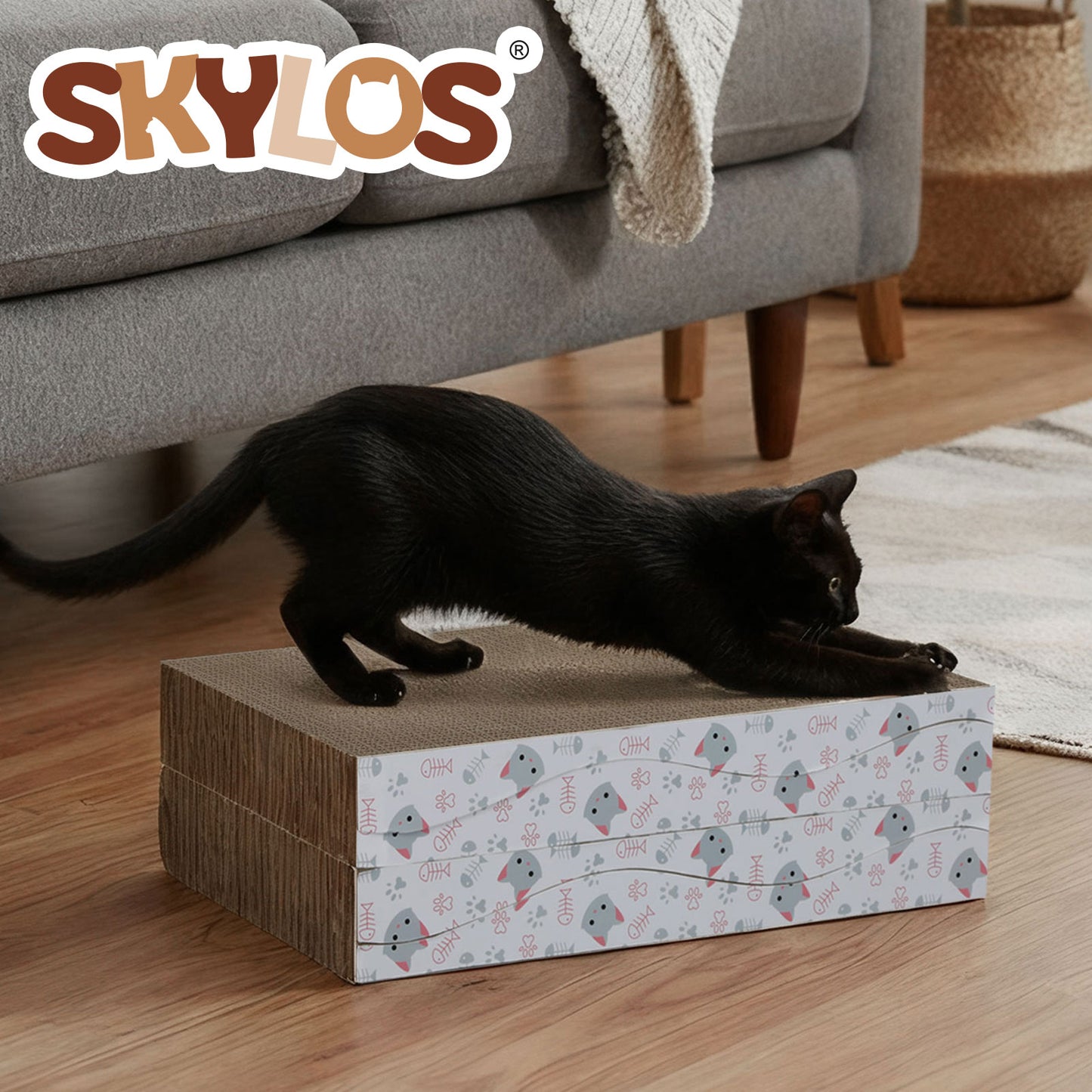 Skylos 4PCS Cat Scratching Board Cardboard Cat Scratcher Scratching Pad Lounge