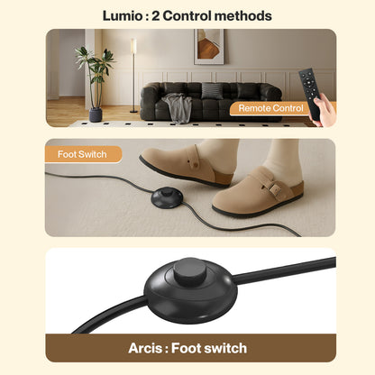 Emitto LED Floor Lamp Morden Dimmable Adjustable Reading Light Remote with Bulb