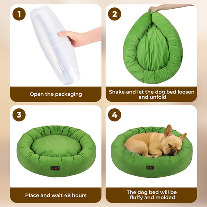 Donut Dog Bed Velvet Calming Washable Large Small Pet Cushion Soft Mattress