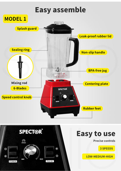 Spector 2L Commercial Blender Mixer Food Processor Juicer Smoothie Ice Crush