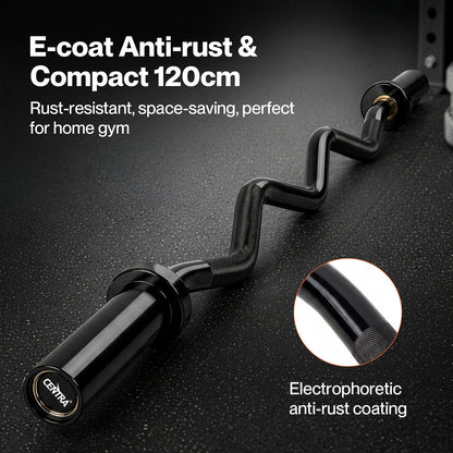 Centra EZ Arm Curl Bar Weight Lifting 4ft Olympic Barbell for 2'' Weight Plates