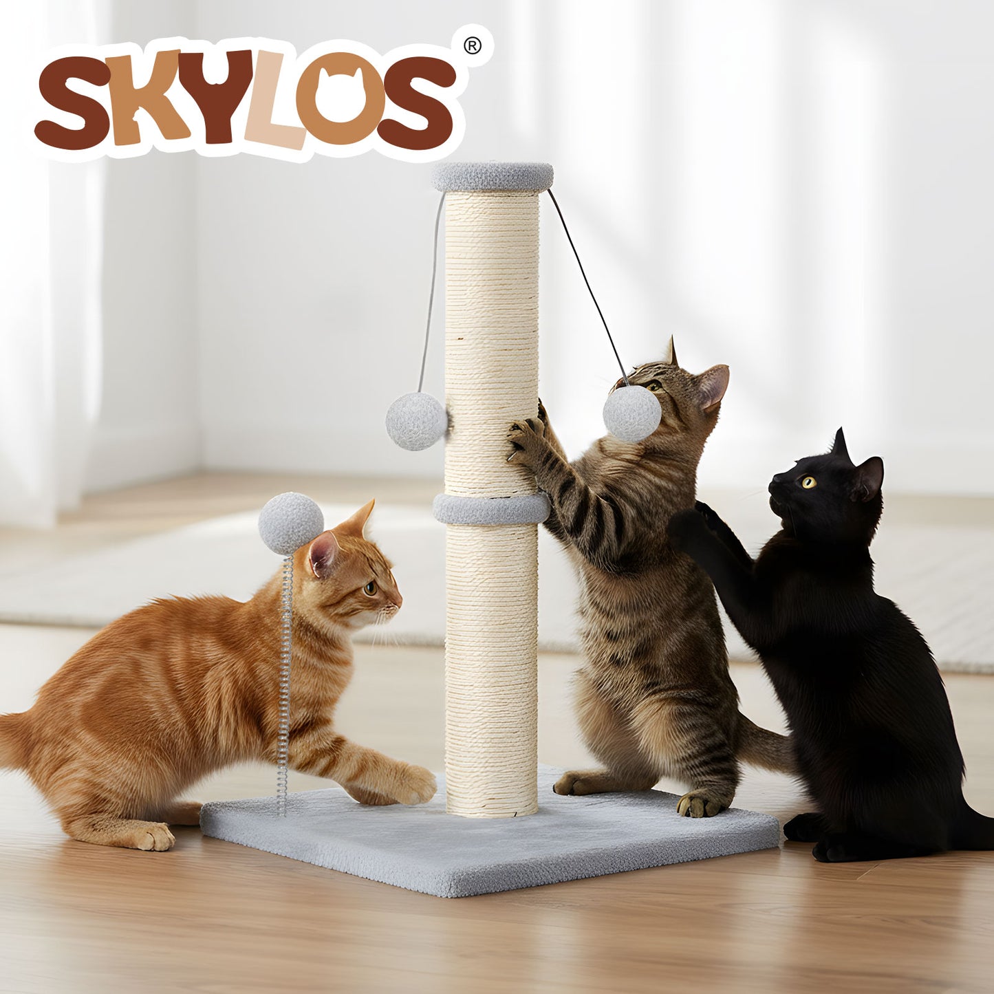 Skylos 51cm Cat Scratching Post Strong Natural Sisal Heavy Duty Base with Ball
