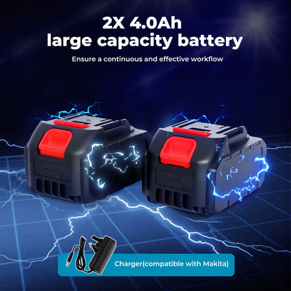 Traderight 125mm Electric Cordless Brushless Angle Grinder 21V 2x4.0Ah Battery