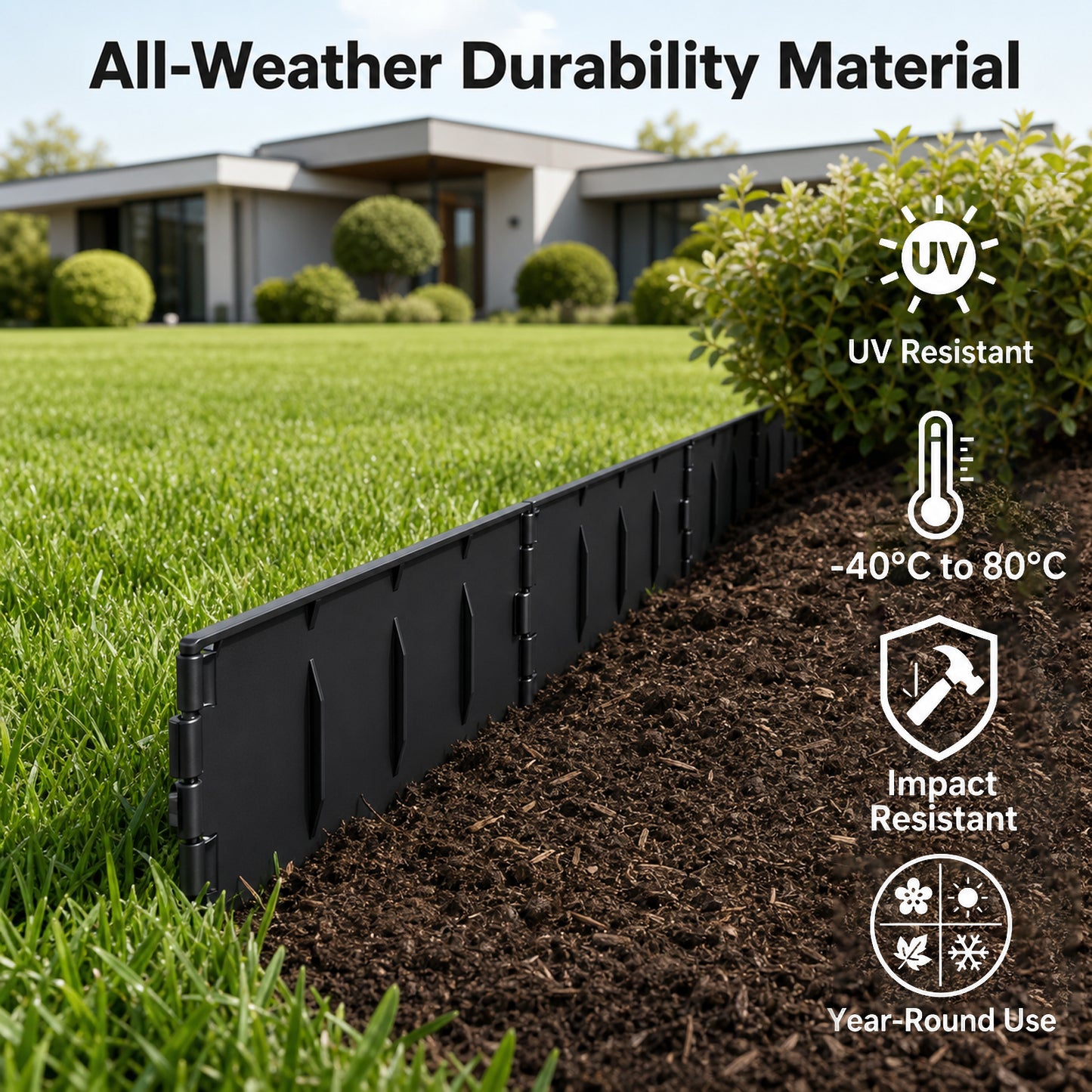 Lambu Lawn Edging  Garden Edging Border  Flexible PP PE Modular Black  178pc