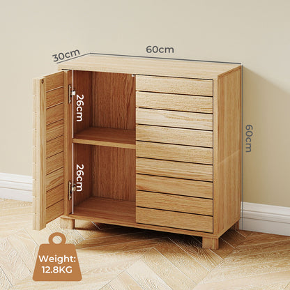 Levede Bathroom Floor Storage Cabinet 2-Tier Adjustable Shelf Cupboard Oak Style