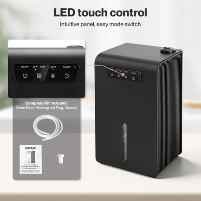 Spector Dehumidifier Humidifier 2 in 1 Portable Electric LED Auto Off Black 3.2L