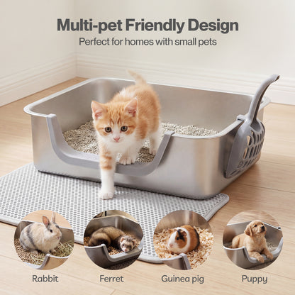 Skylos Cat Litter Tray Stainless Steel 7.5cm Low Entry High Sides 201 Steel