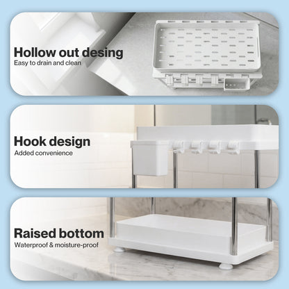 Toque Under Sink Organiser Two Slide-Out Drawers Kitchen Storage 2pcs White