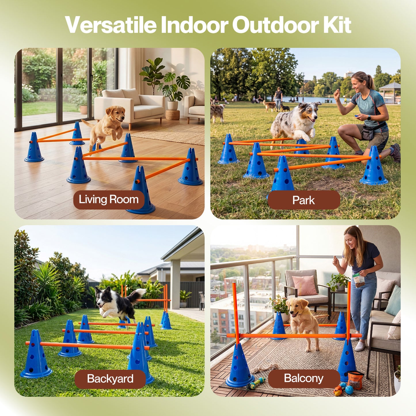 Skylos Dog Agility Training Set Hurdle Cone Kit Height Adjustable Storage Bag