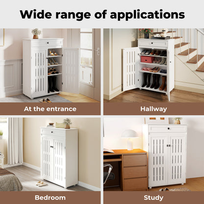 Levede Shoe Cabinet 5-Tier Door Entryway Storage Rack Organizer Cupboard White
