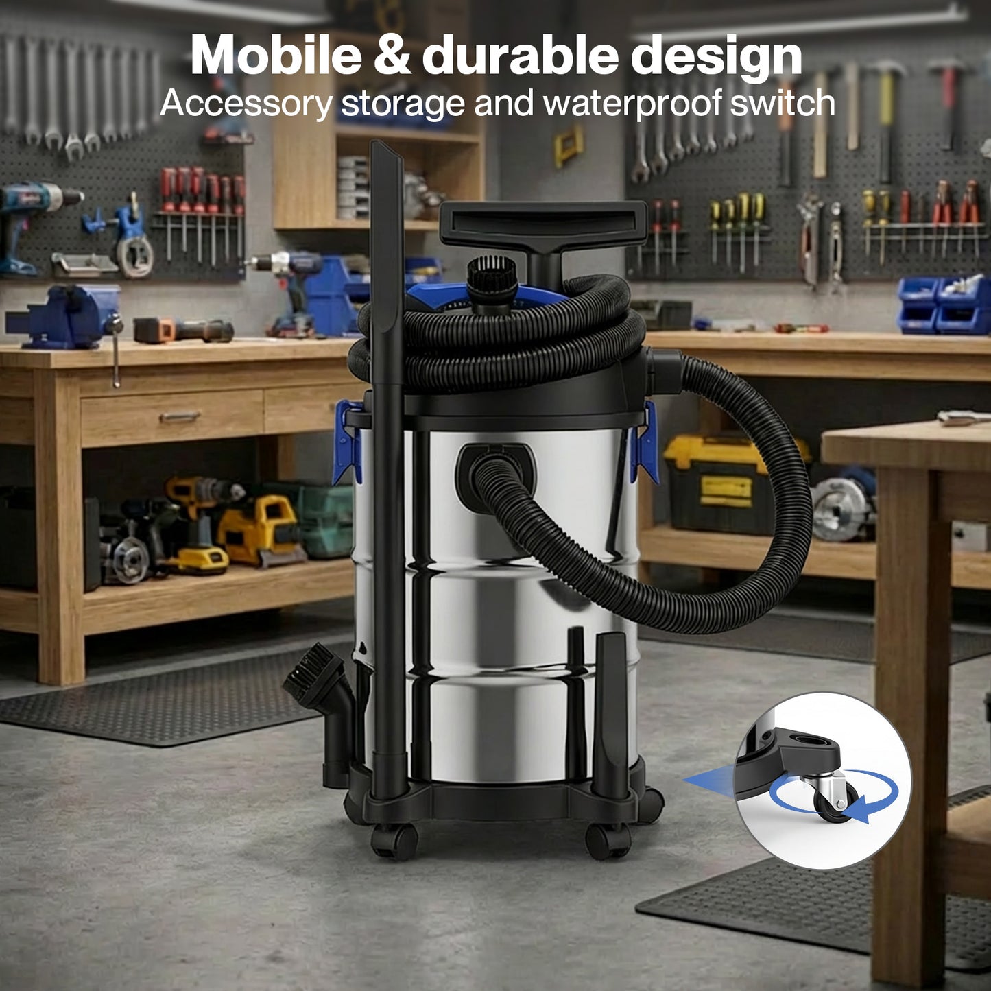 Spector Wet Dry Vacuums Cleaner Heavy Duty 30L Wheeled Powerful Compact Cleaning