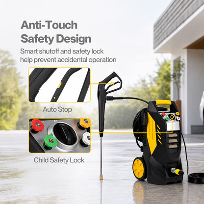Spector Pressure Washers 2200W with Foam Bottle Patio for Car Cleaning Yellow