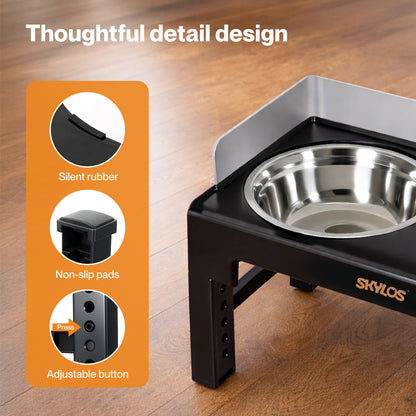 Skylos Raised Dog Bowls Elevated Pet Feeder 6 Height Slow Food Water Feeding