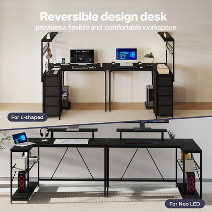 Levede Gaming Desk RGB LED Light Power Computer Table Storage Shelf Home Office