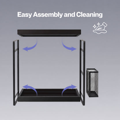 Levede Bathroom Organiser Countertop 2 Tier Perfume Skincare Storage Shelf Black