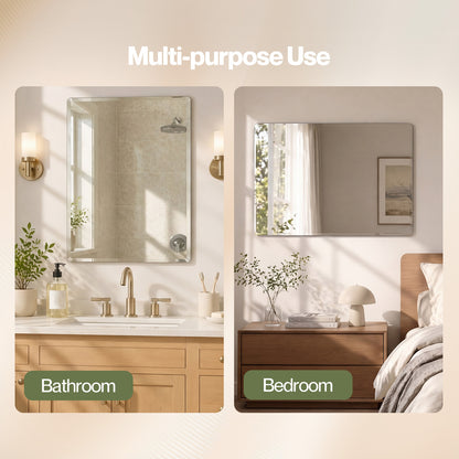 Yezi Wall Mirror Tempered Glass HD Make Up Mirror Vanity Bathroom 45x60cm