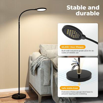 Emitto LED Floor Lamp Dimmable Standard Reading Light Remote Adjustable Angle